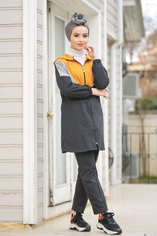 Kapşonlu Tunik Pantolon  Antrasit - 4118