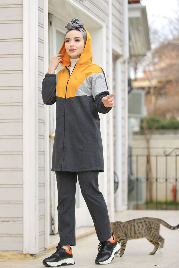 Kapşonlu Tunik Pantolon  Antrasit - 4118