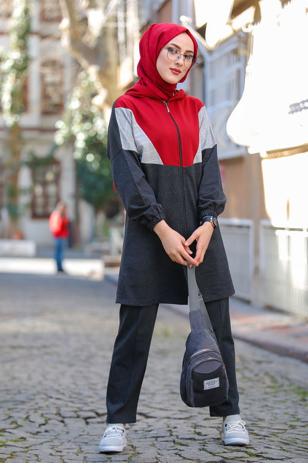 Kapşonlu Tunik Pantolon  Antrasit - 4118 ANTRASİT