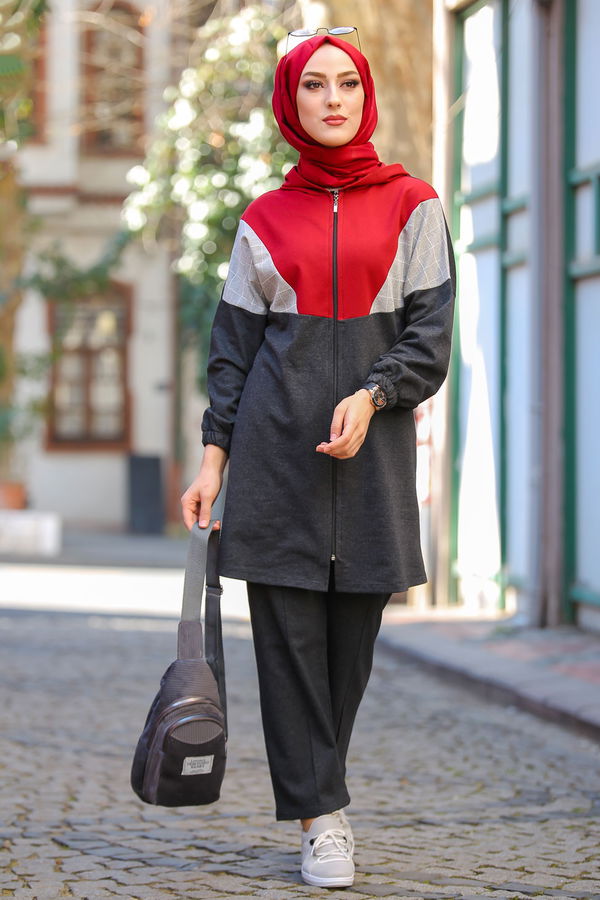 Kapşonlu Tunik Pantolon  Antrasit - 4118 ANTRASİT