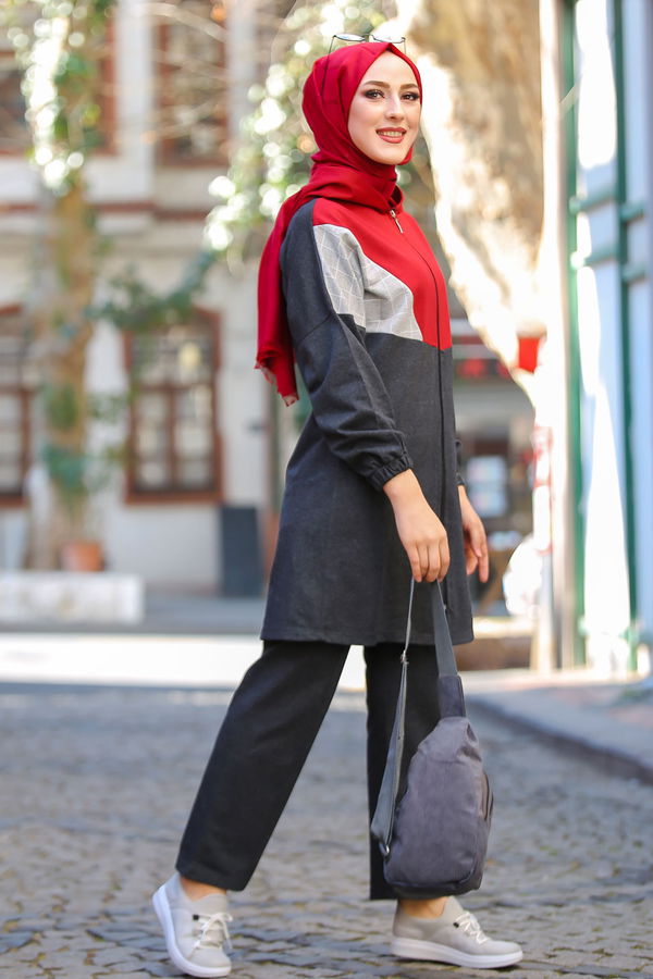 Kapşonlu Tunik Pantolon  Antrasit - 4118 ANTRASİT