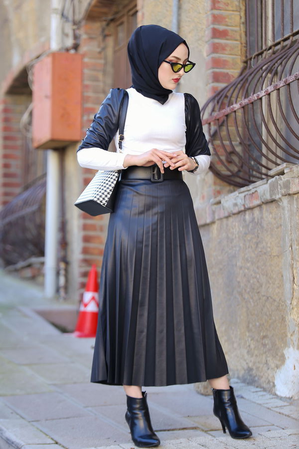 Plise Etek Bluz  Beyaz - 1350 BEYAZ