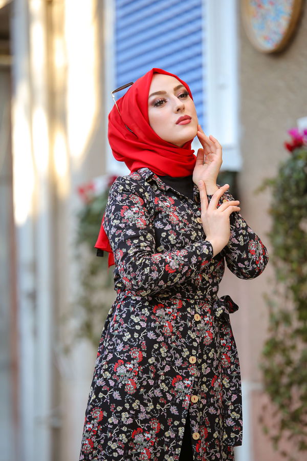 3015 Viskon Elbise Sarı - 3015 Sarı