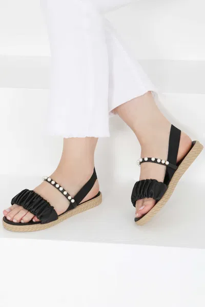 İncili Sandalet - 27404 SİYAH