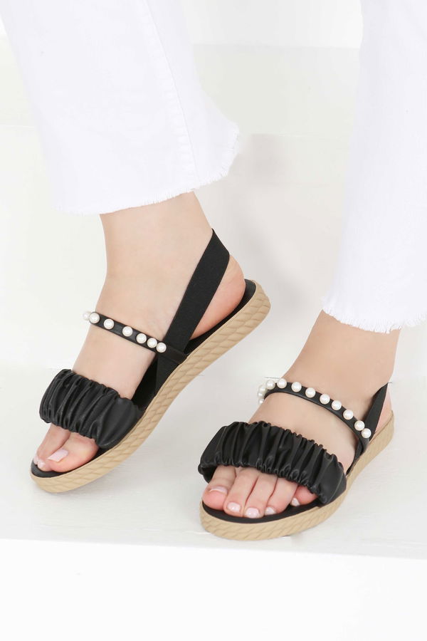 İncili Sandalet - 27404 SİYAH