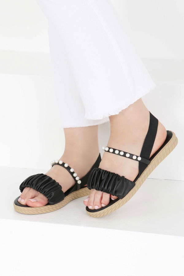 İncili Sandalet - 27404 SİYAH