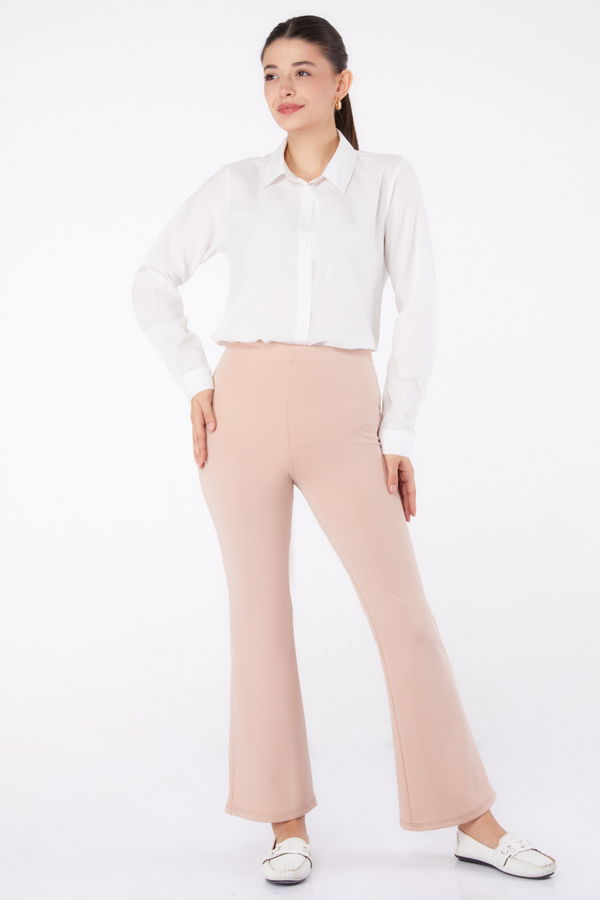 Düz Orta Kadın Bej PANTOLON - 26262 BEJ