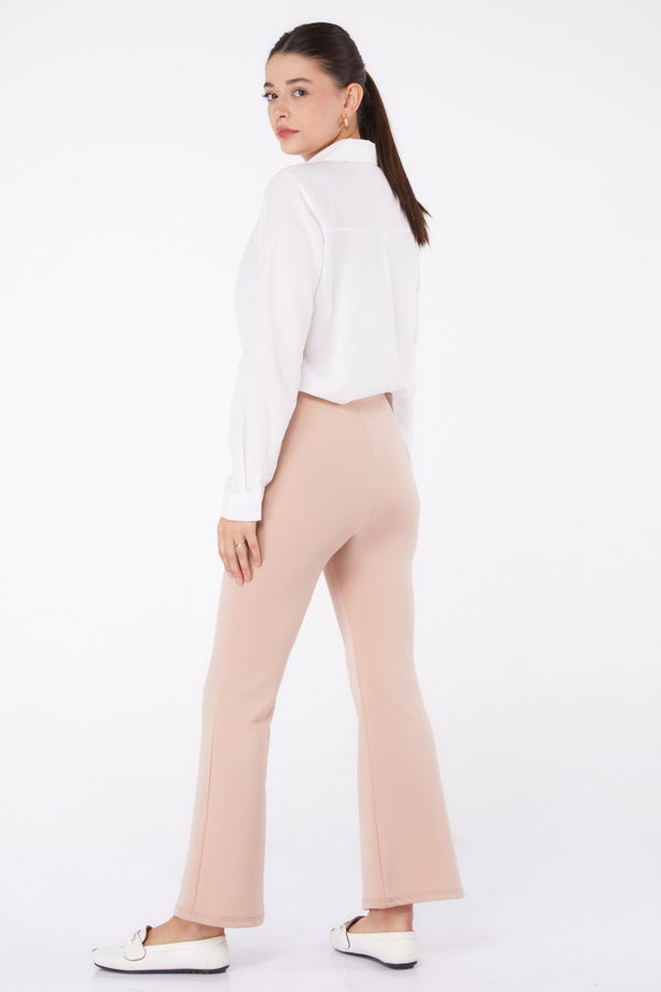 Düz Orta Kadın Bej PANTOLON - 26262 BEJ