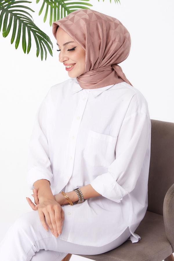 Düz Orta Kadın Pembe Janjanlı Eşarp - 26156