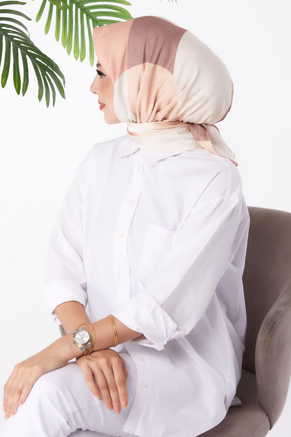 Düz Orta Kadın Lila Desenli Eşarp - 26148 LİLA