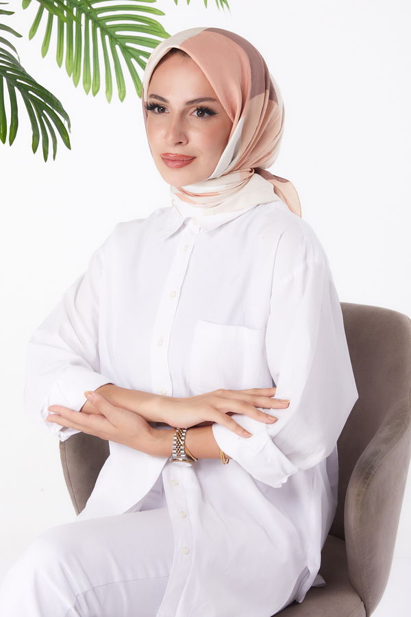 Düz Orta Kadın Lila Desenli Eşarp - 26148 LİLA