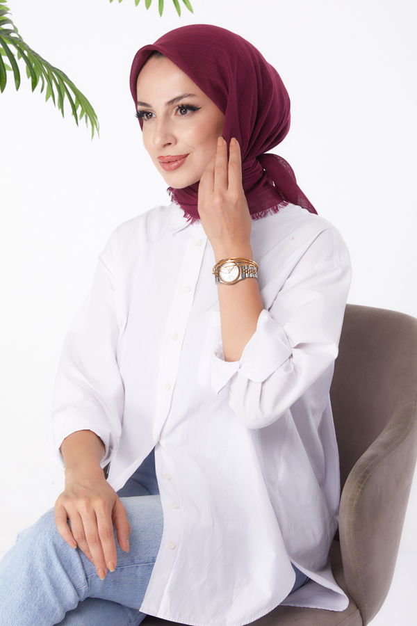 Düz Orta Kadın Mürdüm Eşarp - 26146 MÜRDÜM
