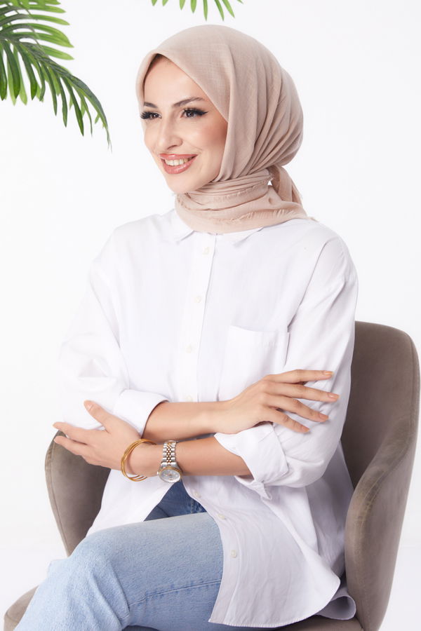 Düz Orta Kadın Bej Eşarp - 26146
