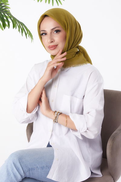 Düz Orta Kadın Yeşil Eşarp - 26146
