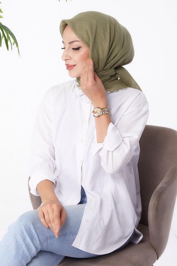 Düz Orta Kadın Haki Eşarp - 26146
