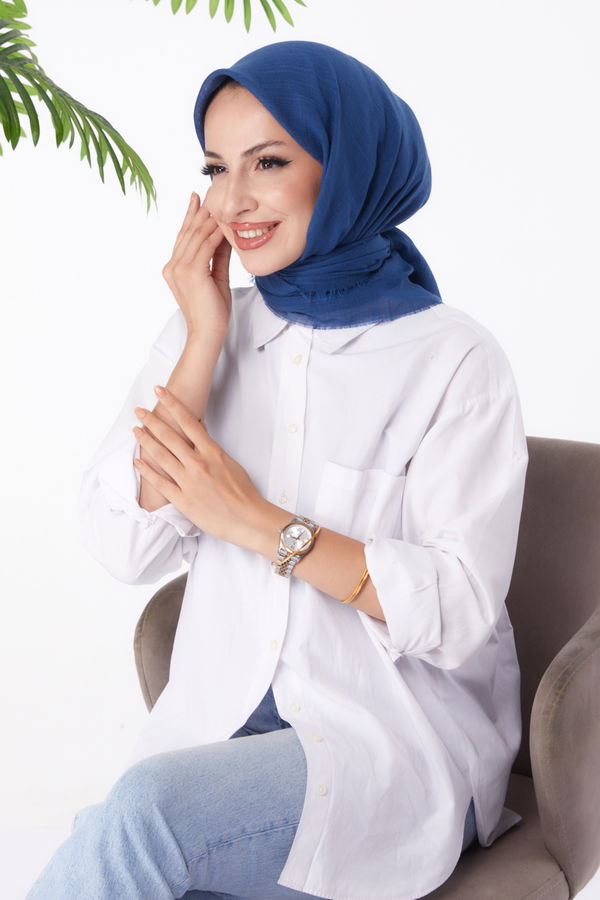 Düz Orta Kadın Lacivert Eşarp - 26146 LACİVERT