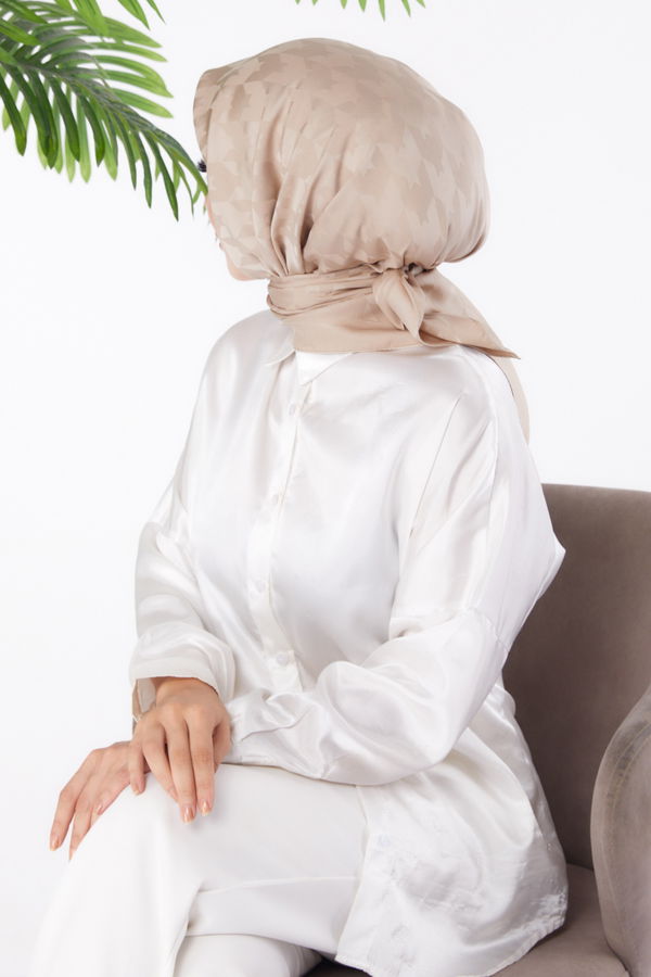 Düz Orta Kadın Bej Janjanlı Eşarp - 26149 BEJ