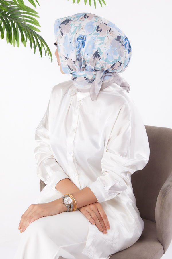 Düz Orta Kadın Bej Desenli Eşarp - 26153 BEJ