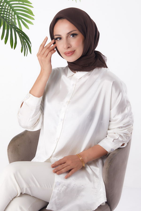 Düz Orta Kadın Kahverengi Eşarp - 26146 KAHVERENGİ