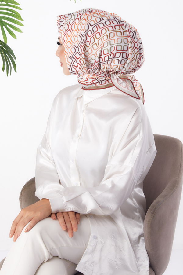 Düz Orta Kadın Haki Desenli Eşarp - 25976 HAKİ