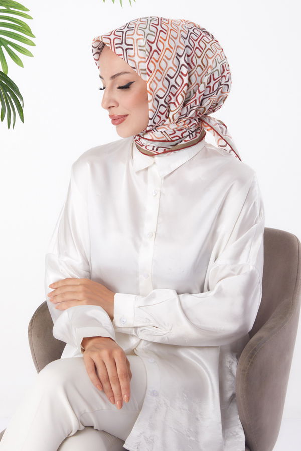 Düz Orta Kadın Haki Desenli Eşarp - 25976 HAKİ