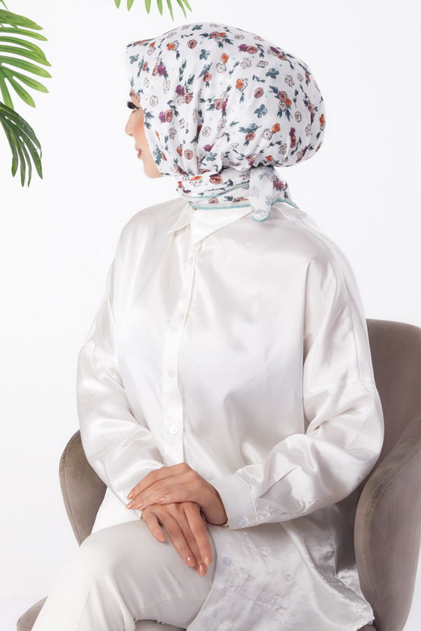 Düz Orta Kadın Haki Desenli Eşarp - 25978