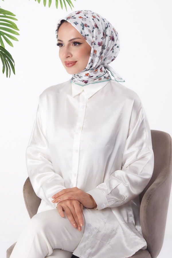 Düz Orta Kadın Haki Desenli Eşarp - 25978