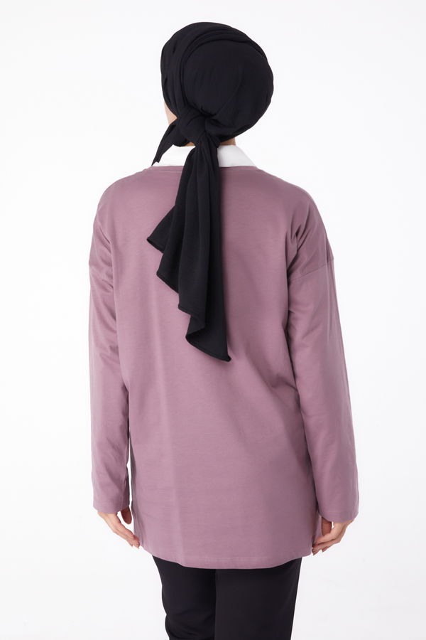 Düz Bisiklet Yaka Kadın Pembe T-Shirt - 24190 PEMBE
