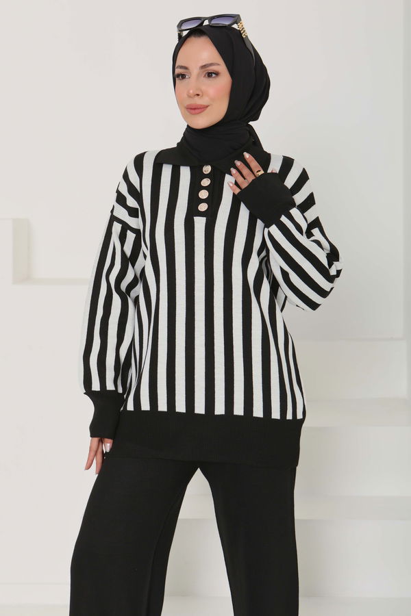 Çizgili Triko Takım - 26796