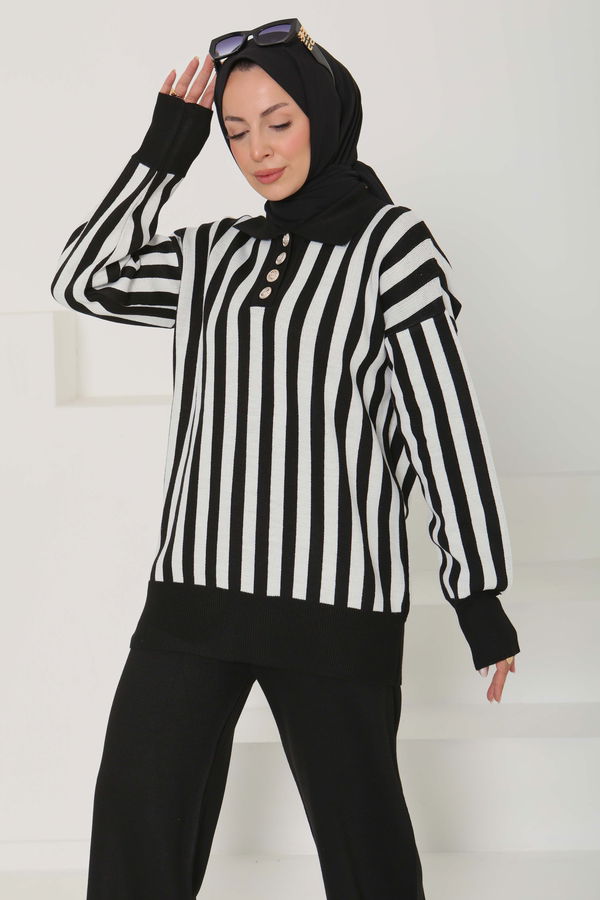 Çizgili Triko Takım - 26796