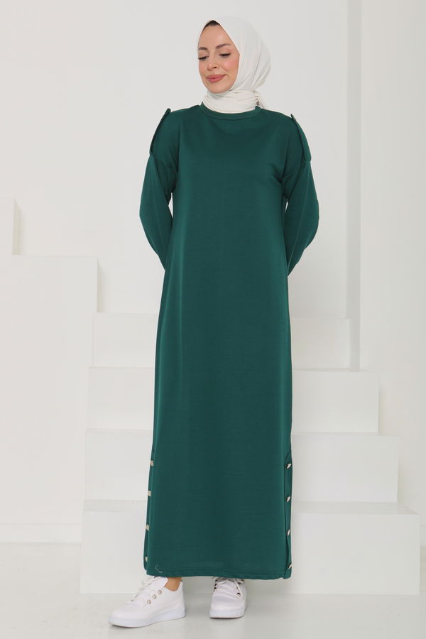 Düğme Detaylı Elbise - 27045
