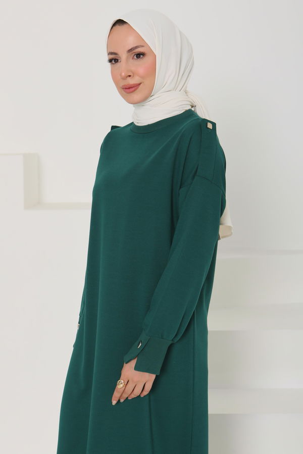 Düğme Detaylı Elbise - 27045