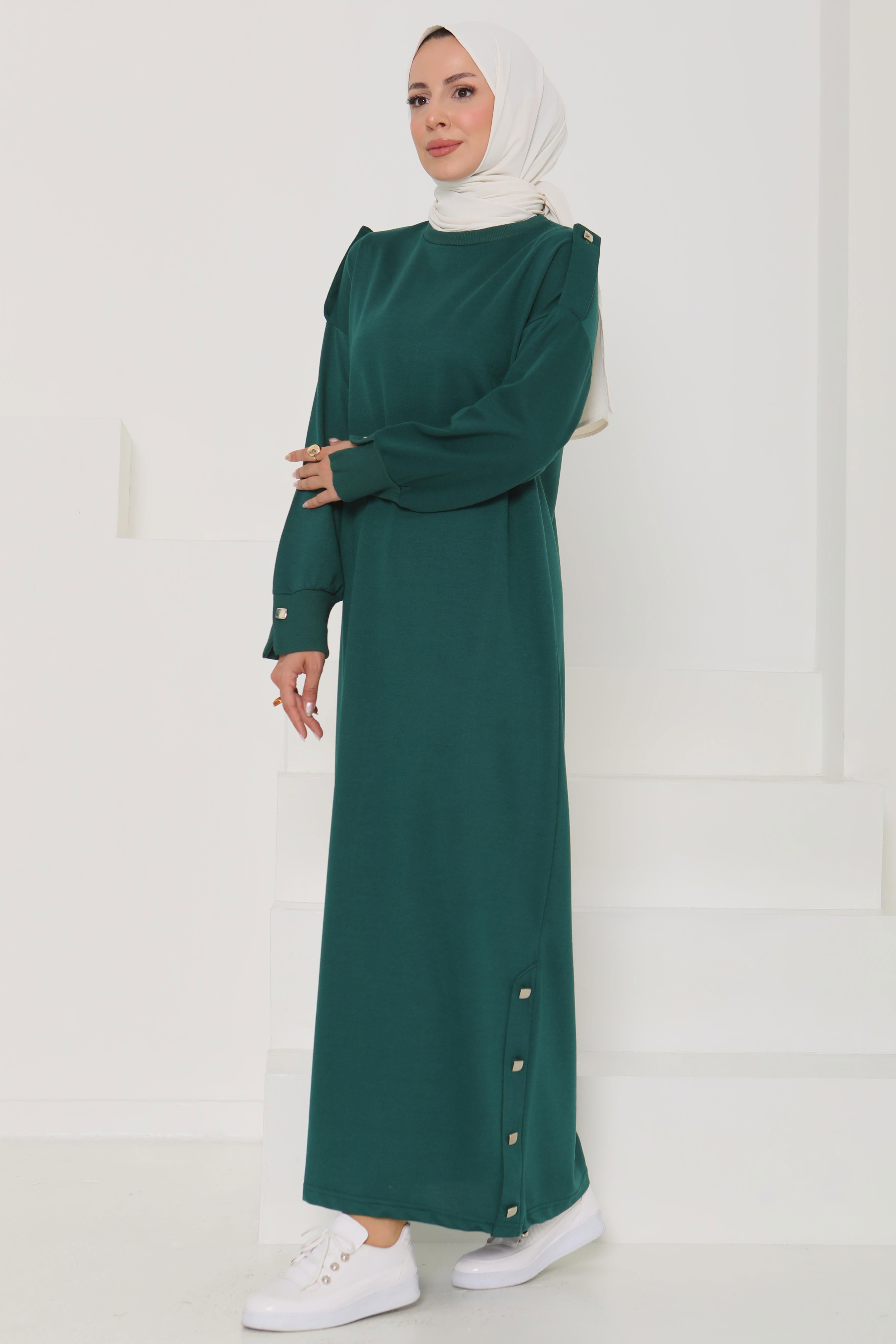 Düğme Detaylı Elbise - 27045
