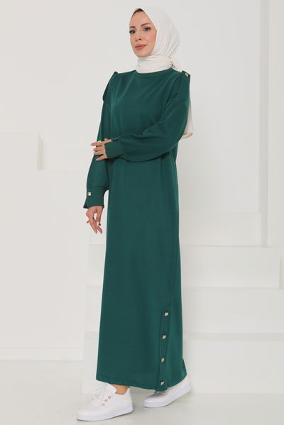 Düğme Detaylı Elbise - 27045
