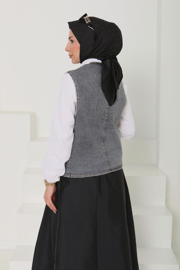 Denim Kısa Yelek - 27099