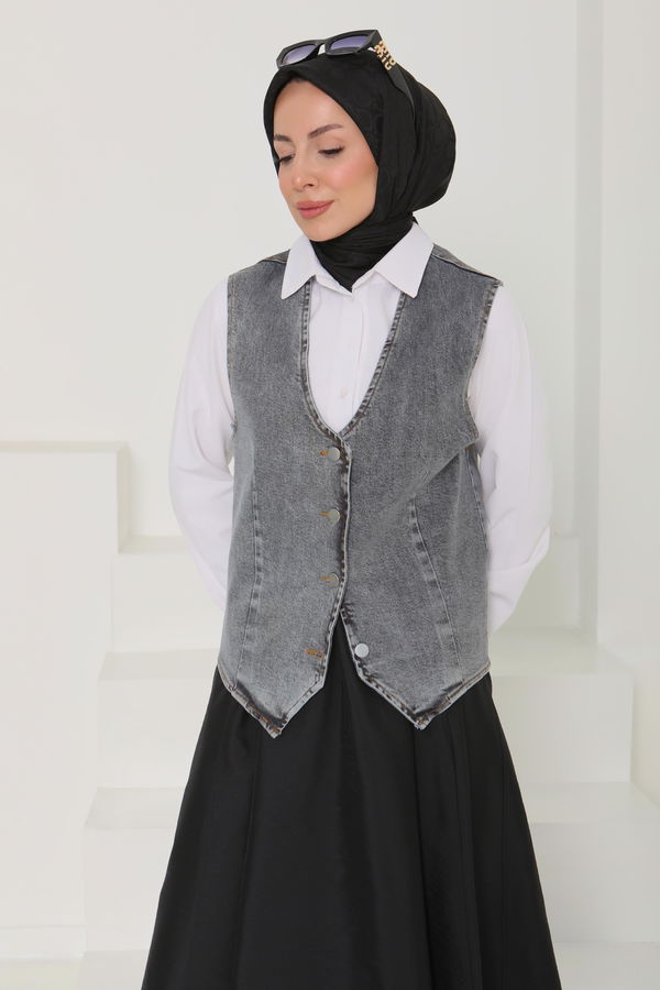 Denim Kısa Yelek - 27099