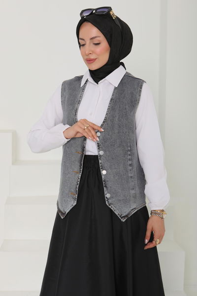Denim Kısa Yelek - 27099