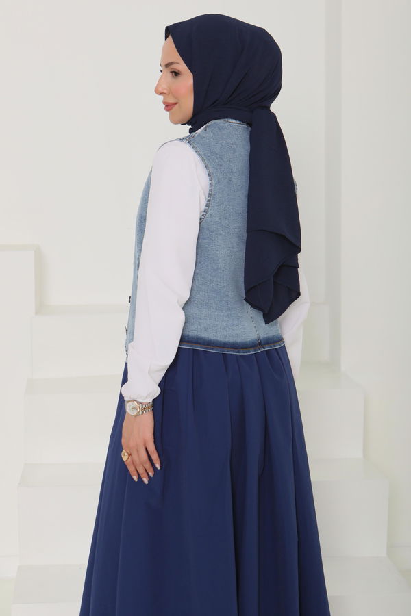 Denim Kısa Yelek - 27099