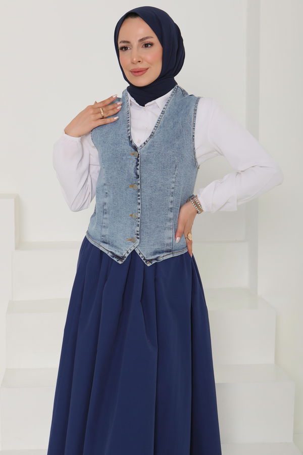 Denim Kısa Yelek - 27099