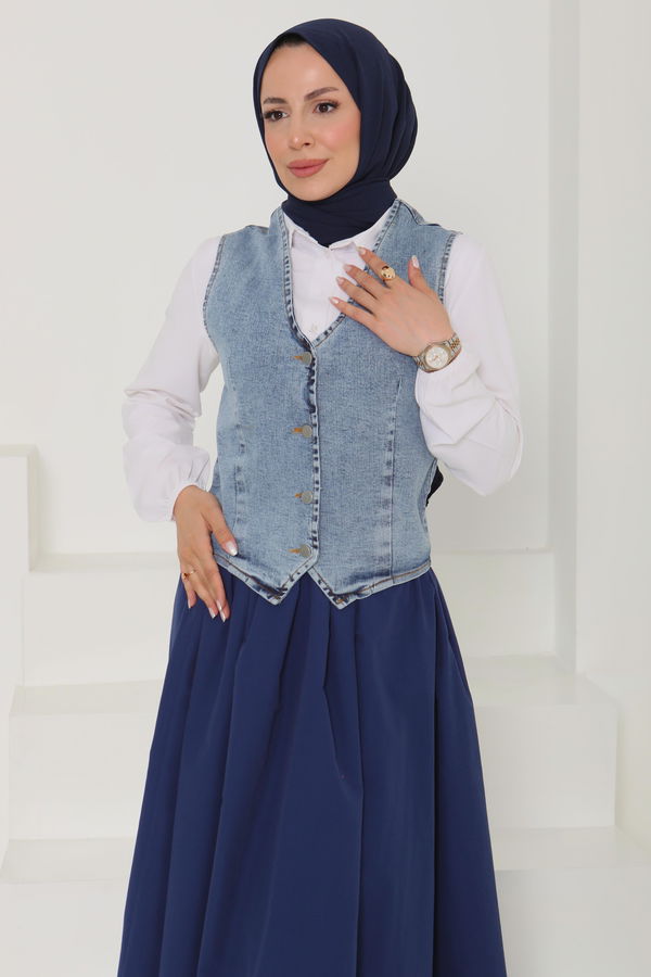 Denim Kısa Yelek - 27099