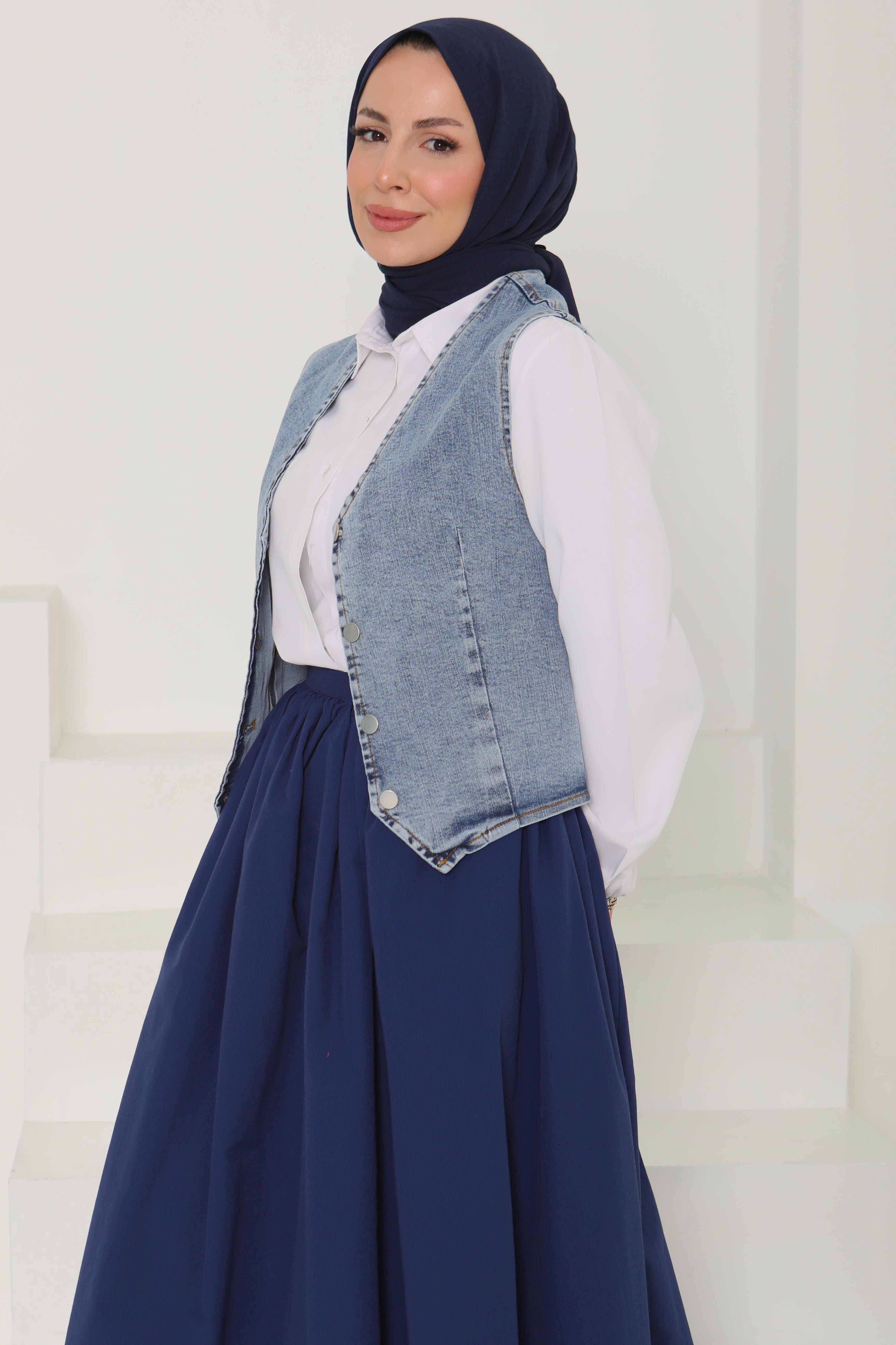 Denim Kısa Yelek - 27099