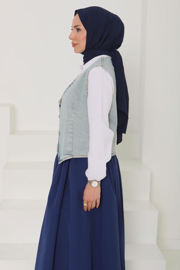 Denim Kısa Yelek - 27099