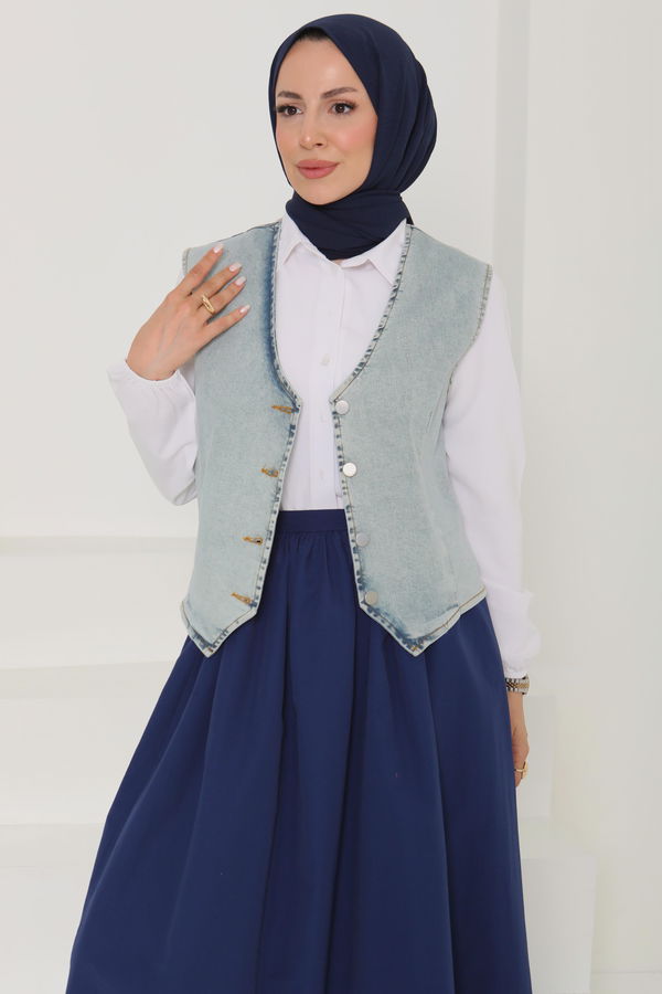 Denim Kısa Yelek - 27099