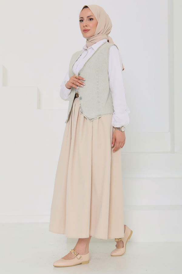 Denim Kısa Yelek - 27099