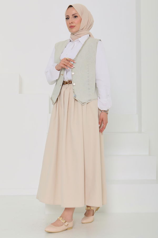 Denim Kısa Yelek - 27099