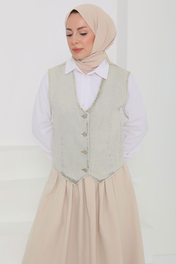 Denim Kısa Yelek - 27099