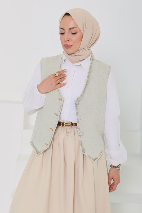 Denim Kısa Yelek - 27099