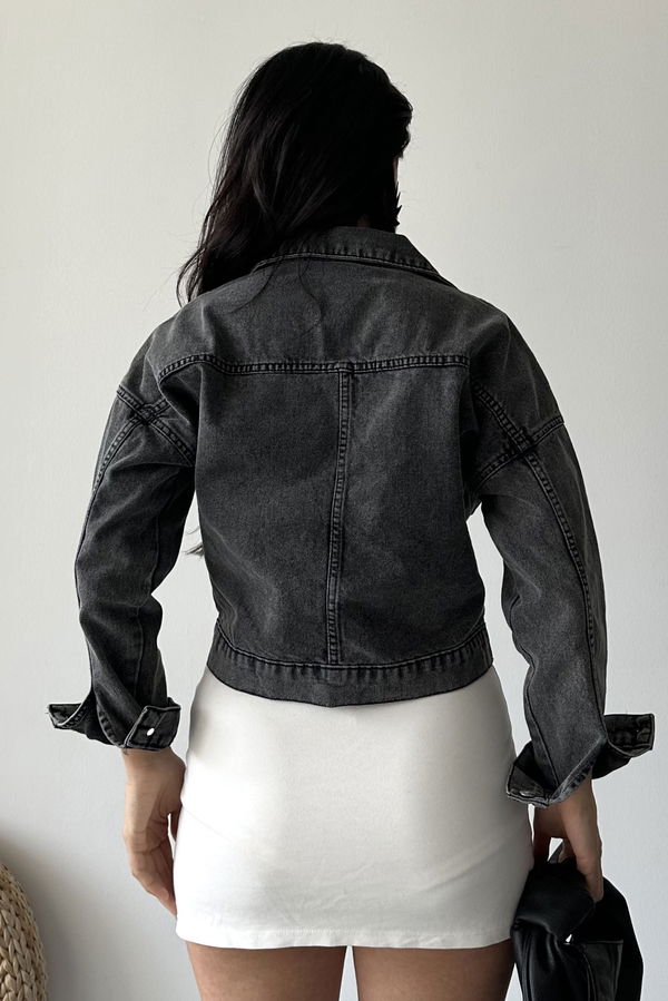 Çift Cepli Demin Crop Ceket - 27271