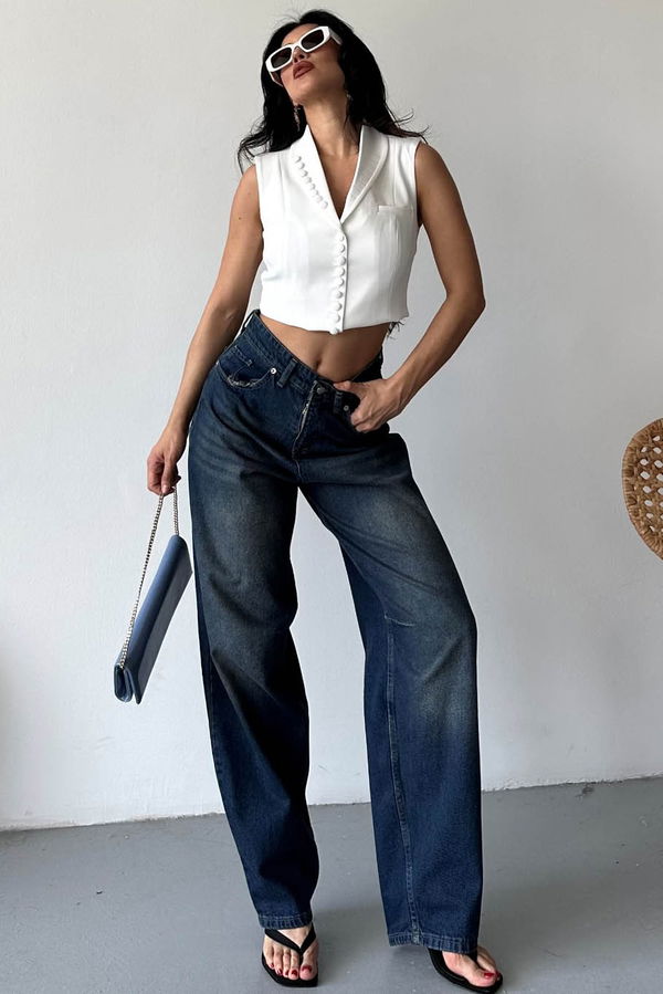 Tokalı Baggy Kot Pantolon - 27297