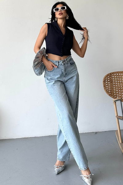 Tokalı Baggy Kot Pantolon - 27297